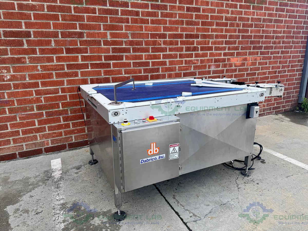  for parts or not working Dabrico Stainless Steel Reflow Surge Accumulation Feed Table Conveyor 46" x 84"