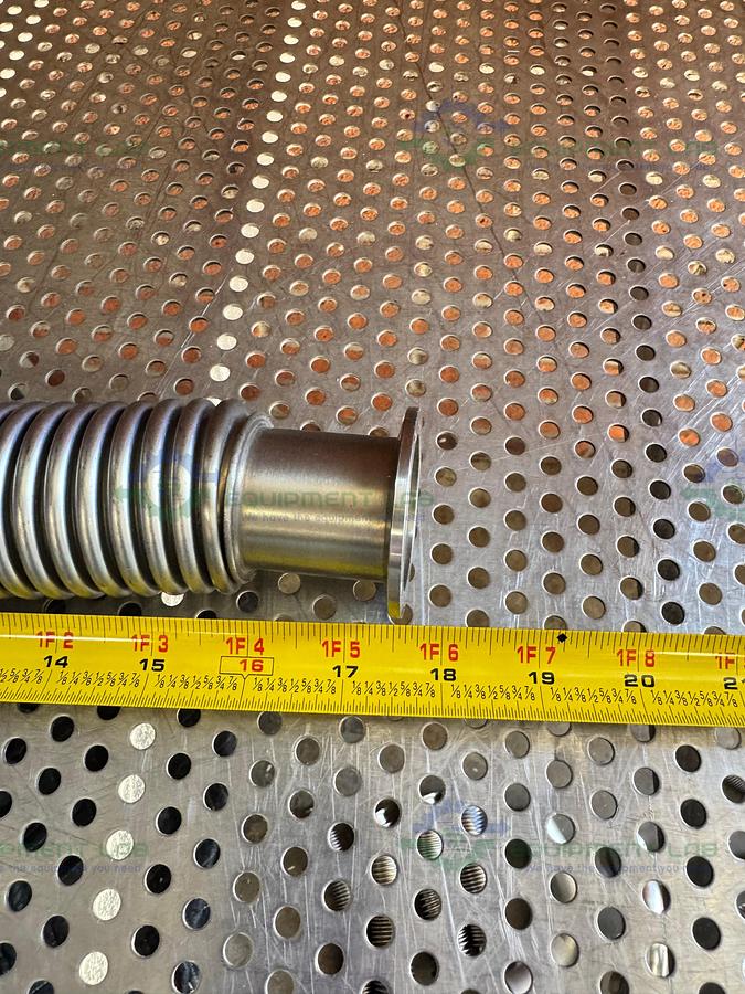 Used Stainless Steel Bellows Flexible Vacuum Hose 18" w/ KF 40 Fitting