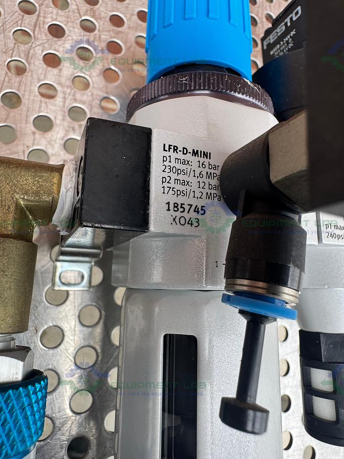 Used Festo LFR-D-Mini Regulator w/ Festo HEE-D-Mini-24 36PSI/0.25MPa
