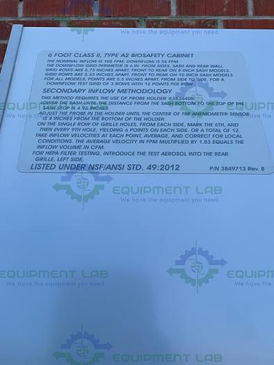 Used Labconco 302611100 Class II Type A2 Logic + Biological Safety Cabinet 6 Ft, 115V