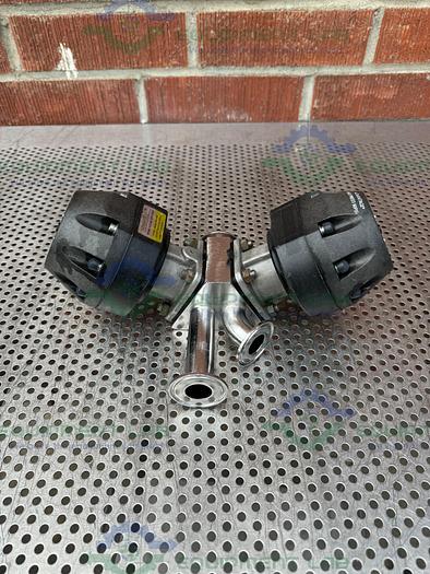 Used 2 ITT Pure Flo Advantage 3 - Way Diaphragm Valve w/ 1" Sanitary Fitting