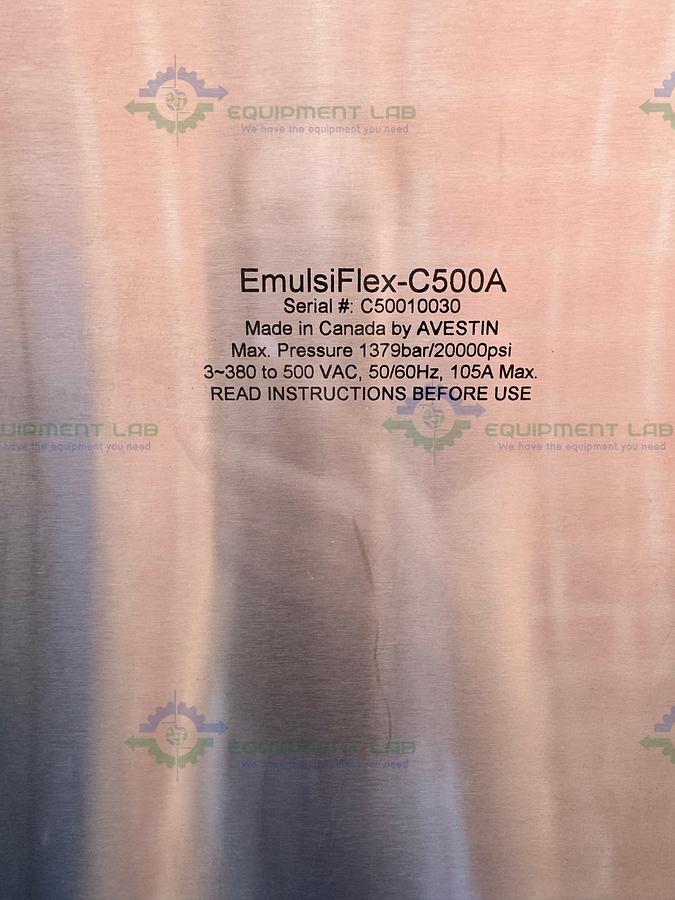 Used Avestin EmulsiFlex C500A High Capacity  High Pressure Homogenizer 20000PSI