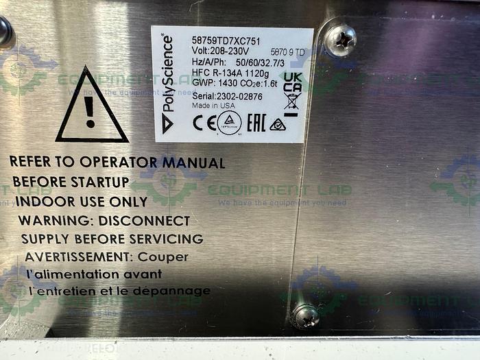 Polyscience  58759TD7XC751 Stainless Steel Recirculating Stainless Chiller 208V