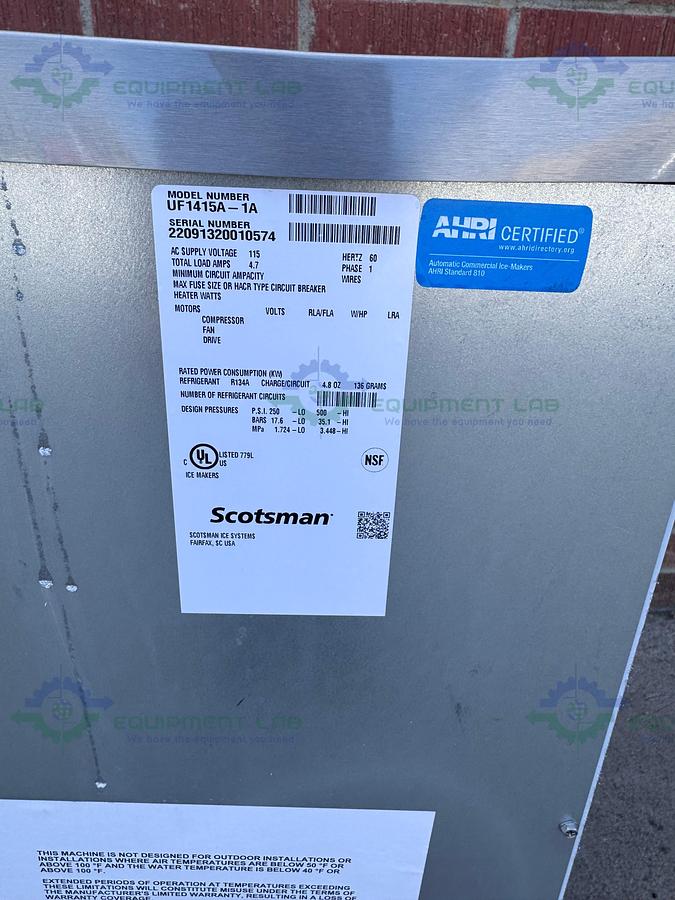 Used Scotsman UF1415A-1A Undercounter Ice Maker With Bin Flake Style Air-cooled