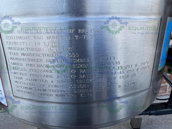 Used DCI 16 Liter  Stainless Steel Dimple Jacketed Reactor w/ Controller