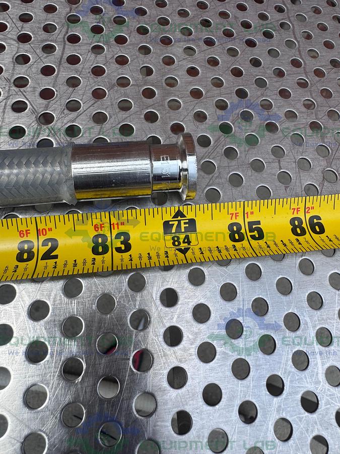 Used Sani-Tech West 84" Stainless Steel Flexible Braided Hose 1/2" Sanitary Fitting