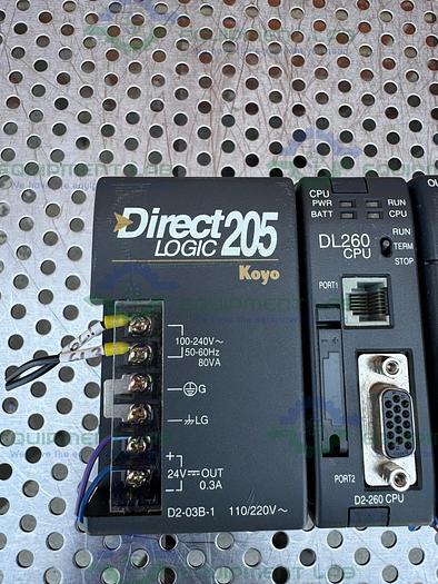 Used Automation Direct Logic 205 Koyo w/ DL260 CPU, H2-ECO M, F2-08DA-2 Modules