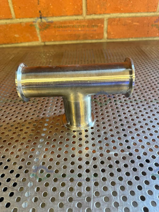 Used 3 Way Stainless Steel Tee w/ 2.5" Sanitary Fittings & 2.5" Center