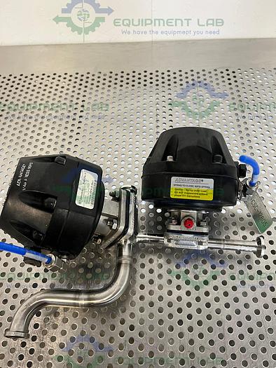 Used 2 ITT Pure-Flo A208 Diaphragm Valves 90PSI w/ 3/4" and 1/2" Sanitary Fittings