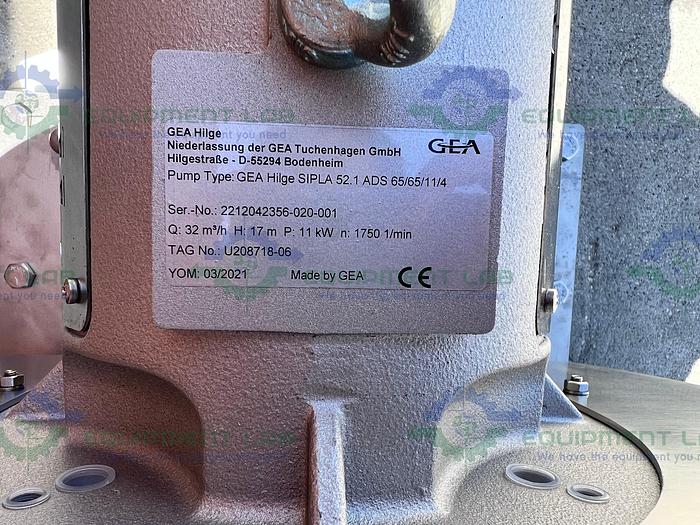 GEA Hilge SIPLA 52.1 Self-priming Centrifugal Pump 140 GPM w/ 15HP Motor