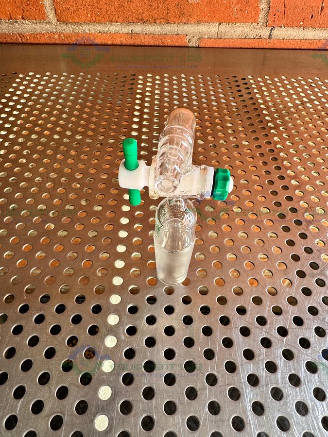 Used Chemglass Flow Control Adapter, 90 Degree, 24/40 Inner Joint, w/ PTFE StopCock
