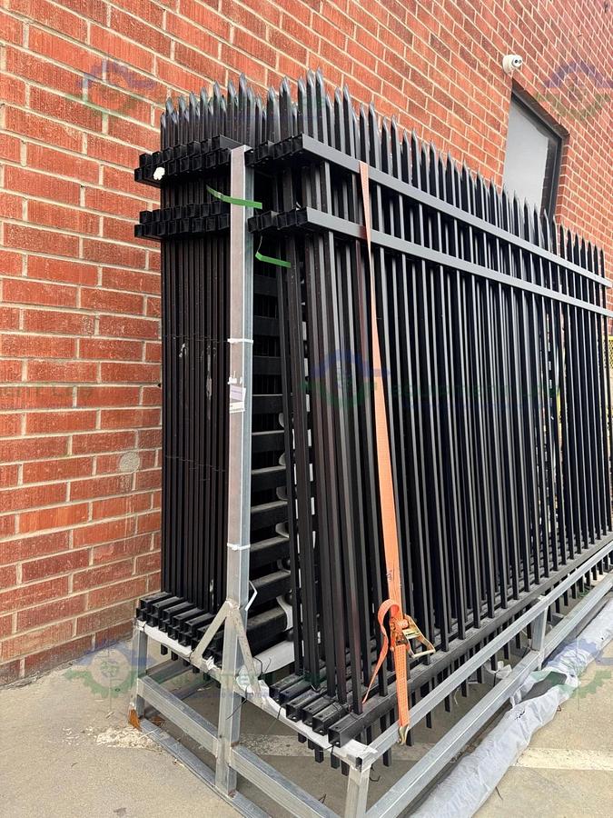 Chery Industrial Wrought Iron Site Fencing 3 Rail 10’x6’ FW000043 w/ 22 Posts