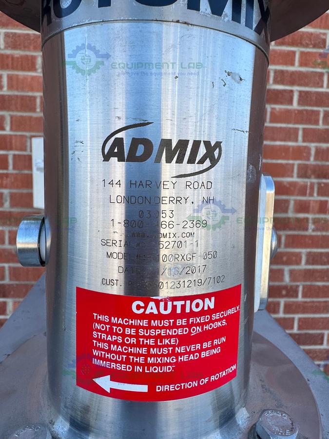 Used Admix 100RXGF-050 RotoMixx 1/2 HP w/ Admix Frame, ABB Controller 480V