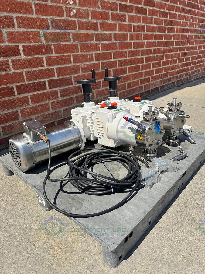 Used Lewa LDD2 Duplex Hydraulic Diaphragm Metering Pump w/ Baldor 5 HP Motor