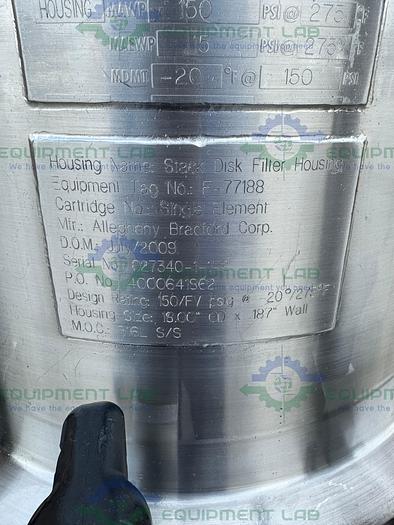 Used Allegheny  FH305900 Stainless Steel Stack Disk Filter Housing 150 FV/PSIG