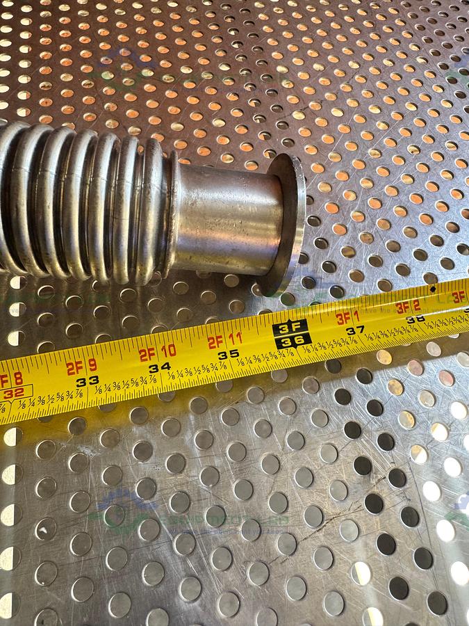 Used Stainless Steel Bellows Flexible Vacuum Hose 36" w/ KF 40 Fitting