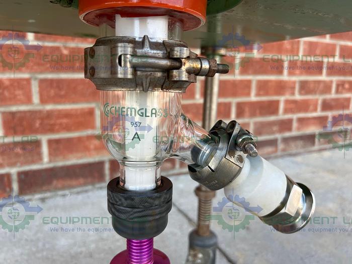 Used Chemglass  20 Liter Jacketed Glass Reactor w/ Chemglass Overhead Stirrer