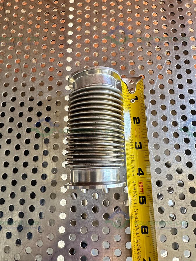 Used Stainless Steel Bellows Flexible Vacuum Hose 4" w/ KF 40 Fitting
