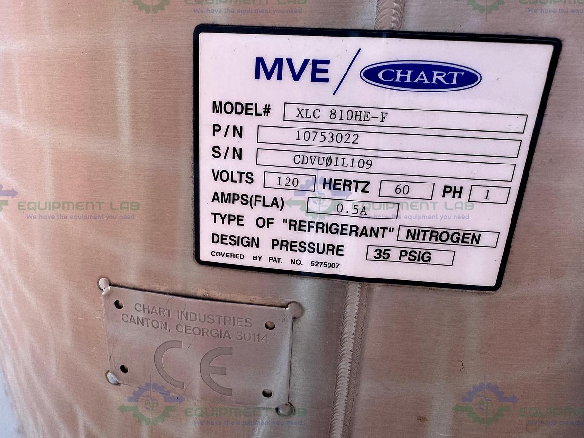 Used CHART MVE XLC 810 HE-F Liquid Nitrogen Cryogenic Storage Tank w/ TEC 3000