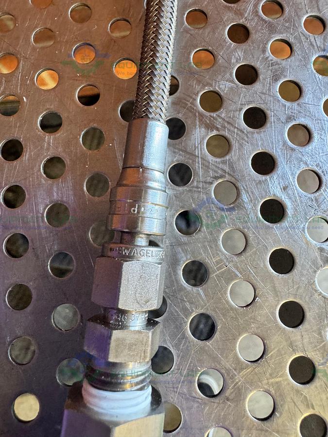 Used 42" Stainless Steel Flexible Braided Hose 1/2" Threaded to 3/4" Sanitary Fitting