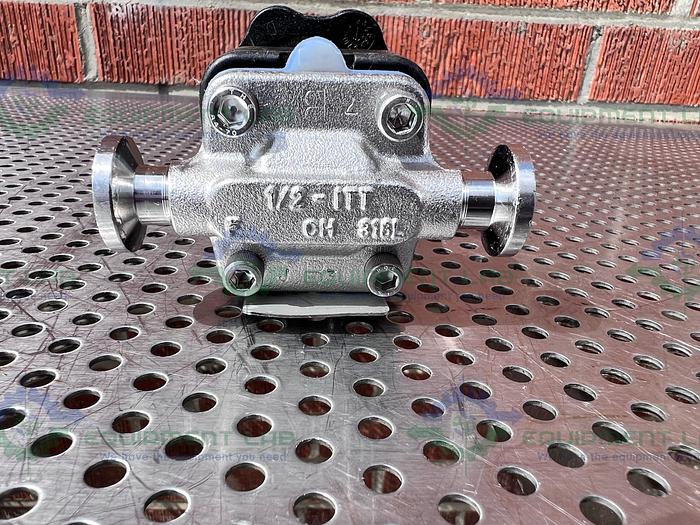 Used ITT Pure Flo .5-F-419-9-4-TM-CWP150 Diaphragm Valve w/ 1/2" Sanitary Fitting