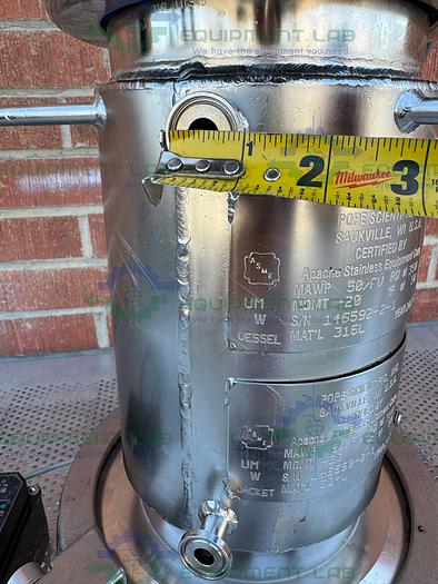 Used Pope 5 Liter Jacketed Stainless Steel Nutsche Filter w/ Mixer, 1/17 HP Motor