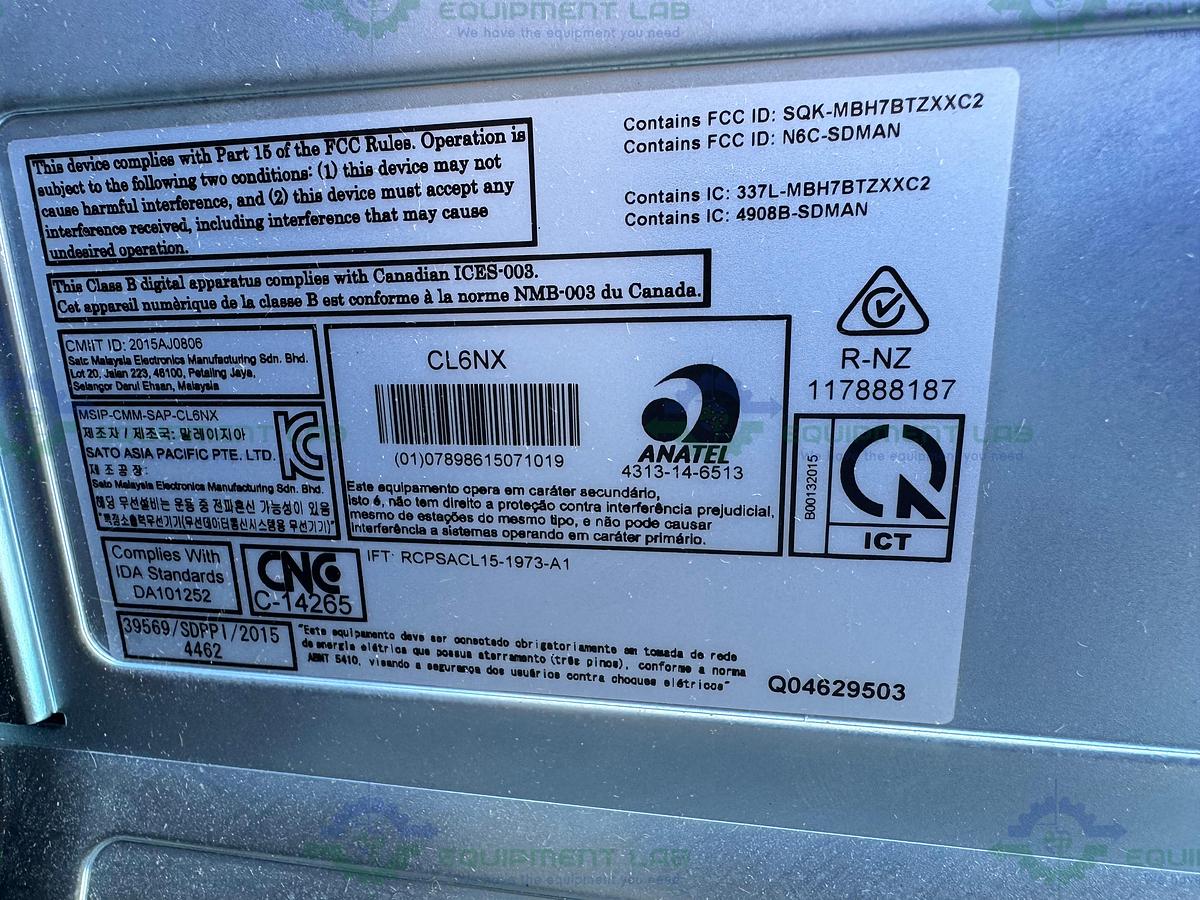 Used Sato CL6NX Thermal Barcode Label Printer 100-240V, 50-60 Hz