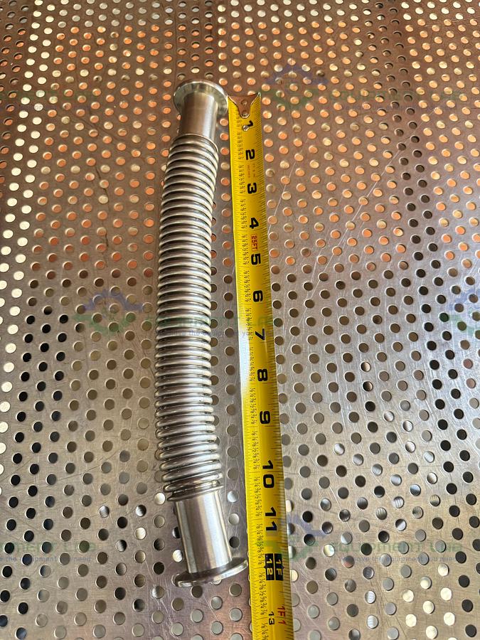 Used Stainless Steel Bellows Flexible Vacuum Hose 12" w/ KF 25 Fitting