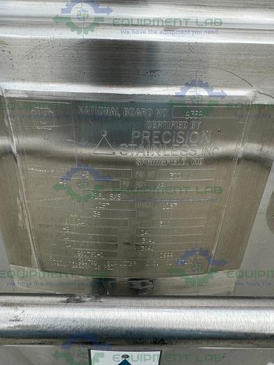 Used Precision Stainless 600 Liter Stainless Steel Jacketed Reactor 45 PSI