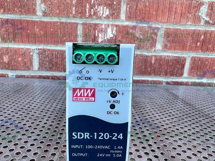 Used Mean Well SDR-120-24 Rail Power Supplies 100-240 VAC