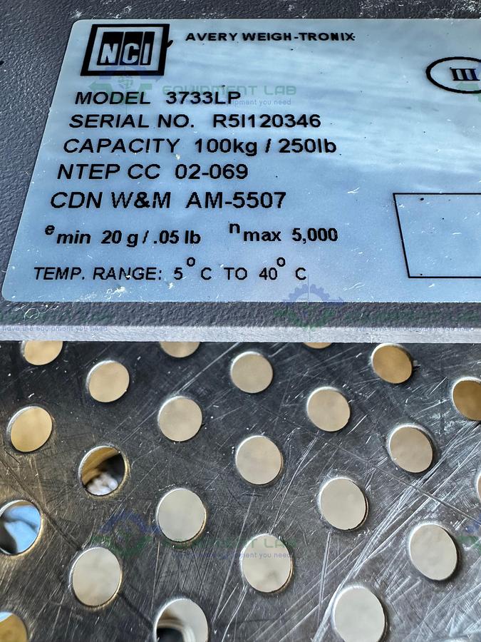 Used NCI 3733LP Stainless Steel Benchtop Scale 250 LBS Capacity, 14" x 14"