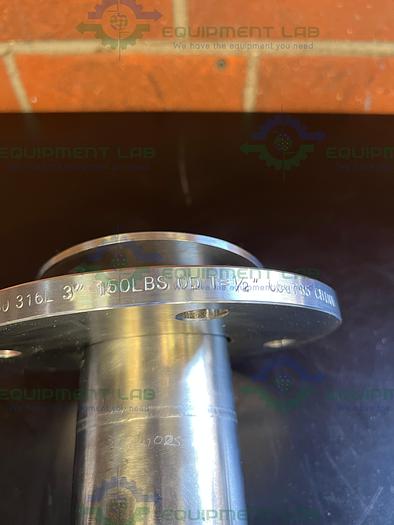 Used Max Pure 316 Stainless Steel Tee w/ 3" Sanitary Fitting to 5" Flange