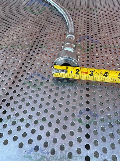 Used Unbranded Stainless Steel Braided Hose 63" w/ Threaded to 1" Sanitary Fitting