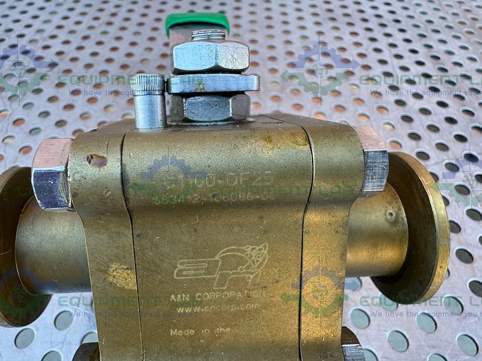 Used A&N Corporation C1100-QF25 Brass Ball Valve 1x10-8 torr w/ 1" Sanitary Fitting