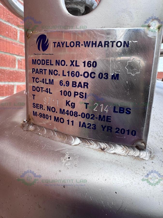 Used Taylor Wharton XL-160 Liquid Nitrogen Cryogenic Storage Tank 100 PSI