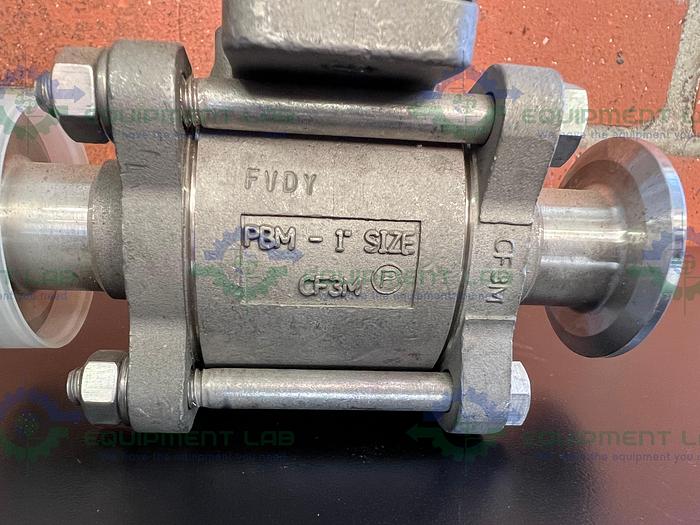 Used PBM  S1HLE5X-D---34 Stainless Steel Ball Valve w/ 1" Sanitary Fitting