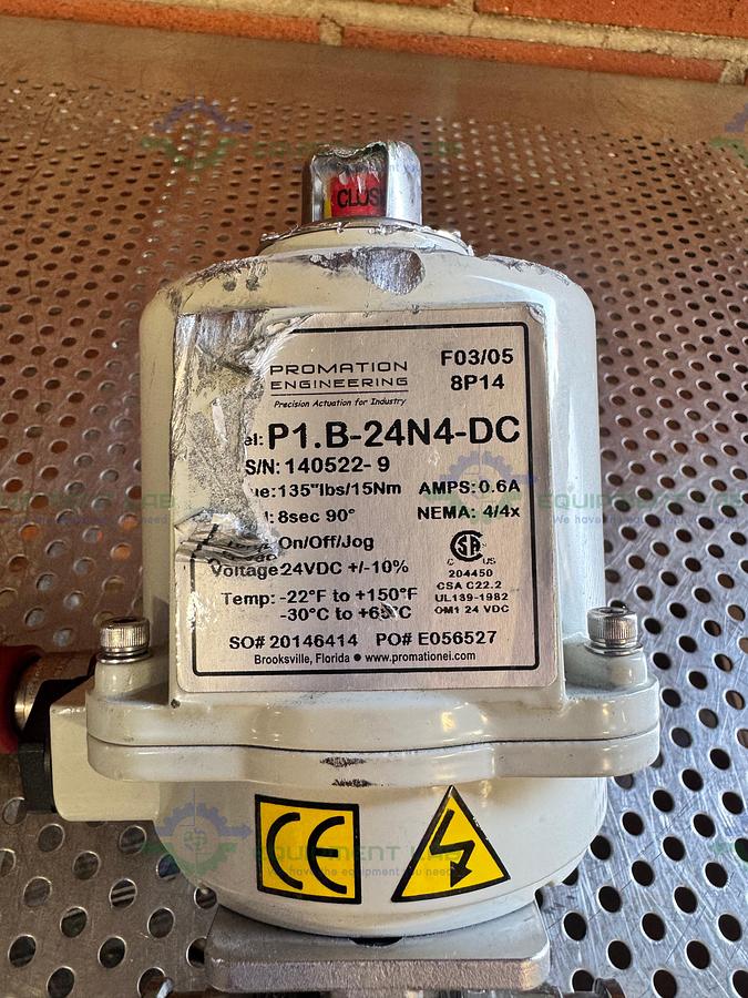 Used Promation P1.B-24N4-DC Precision Actuation Valve 135 Lbs /15Nm w/ 3.4" Valve