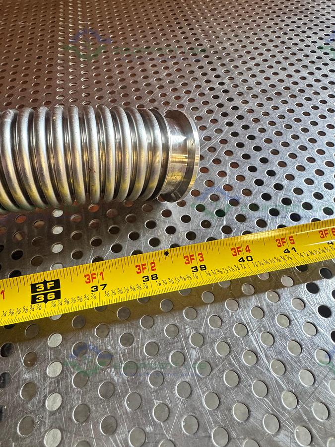 Used Stainless Steel Bellows Flexible Vacuum Hose 39" w/ KF 40 Fitting