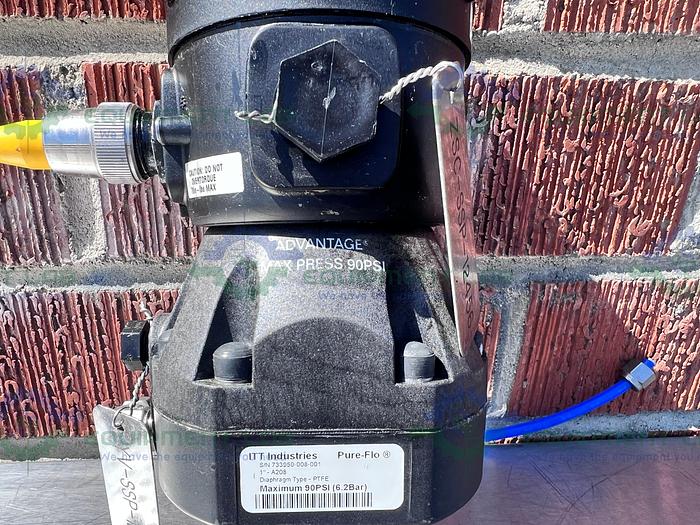 Used ITT Pure-Flo  A208 Diaphragm Valves 90PSI 1" w/ ASCO Valve Positioner