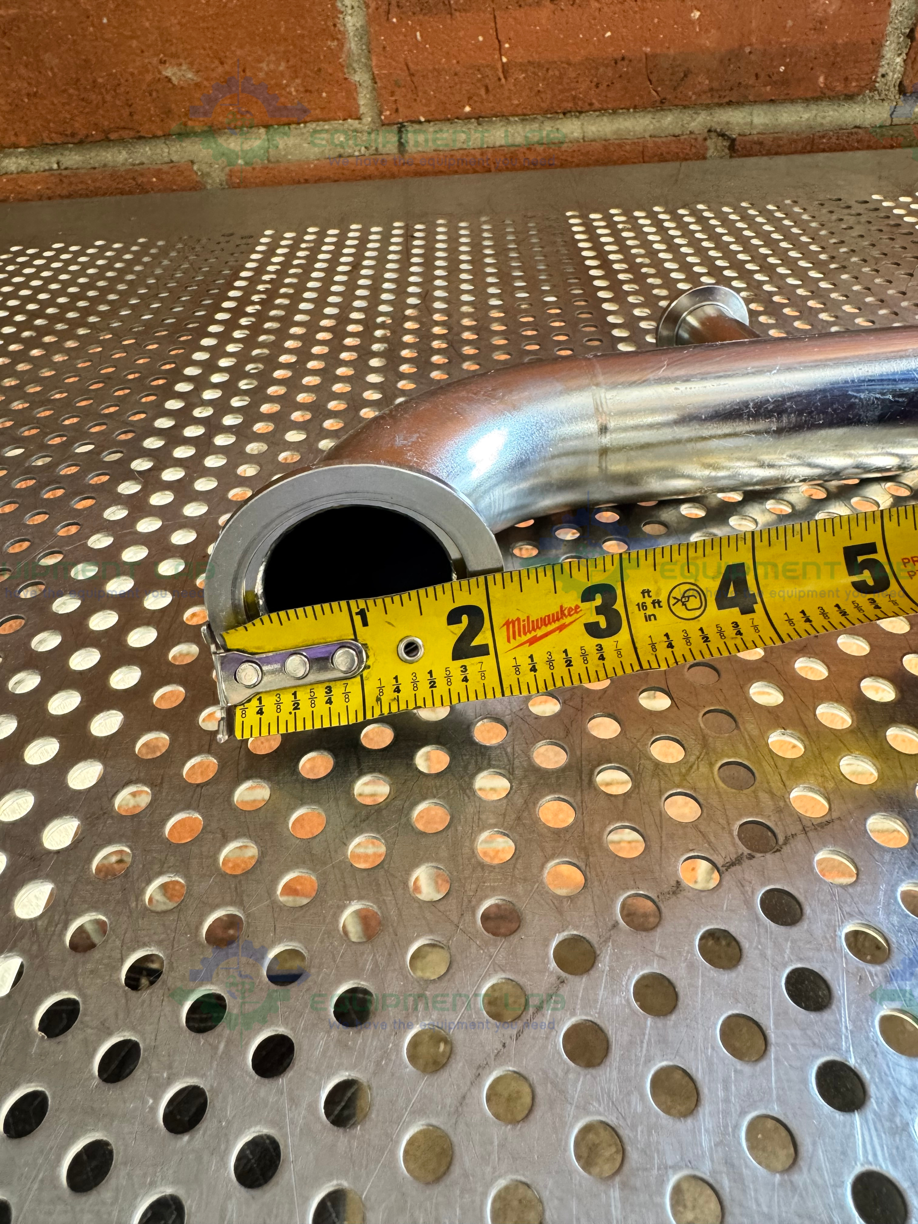 Used Stainless Steel U-Bend 3 Way Process Pipe w/ KF 40 to KF 16/10