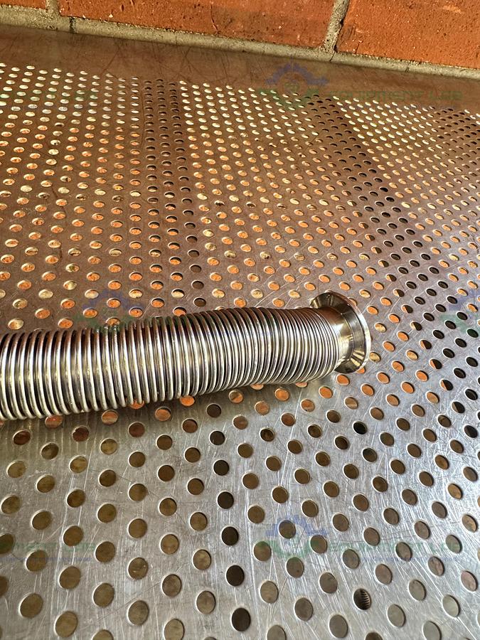 Used Stainless Steel Bellows Flexible Vacuum Hose 19" w/ KF 25 Fitting