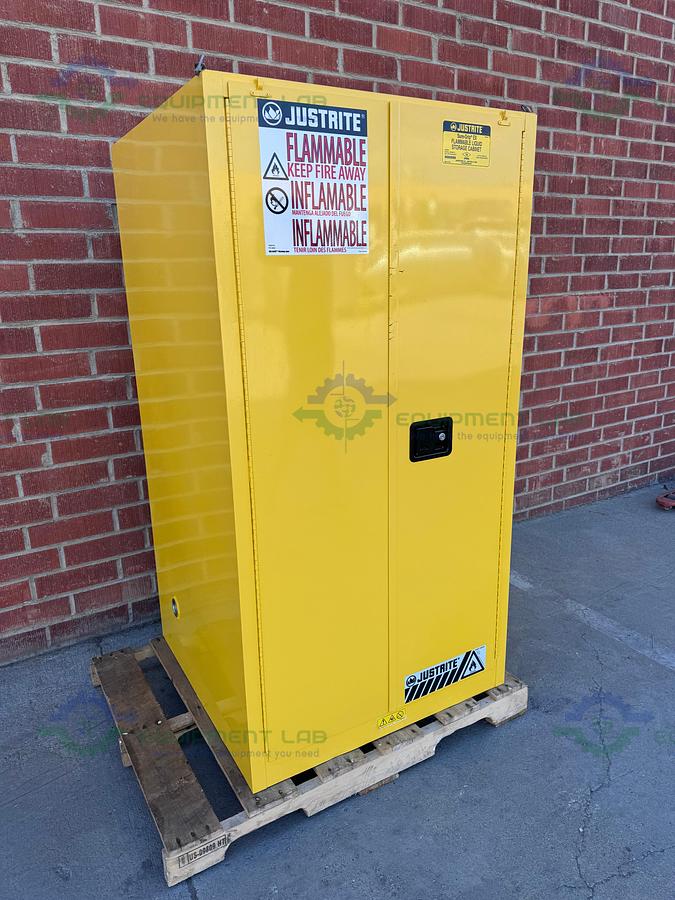 Used JustRite 90 Gallon Flammable Liquid Storage Cabinet w/ Soft Close Doors Key