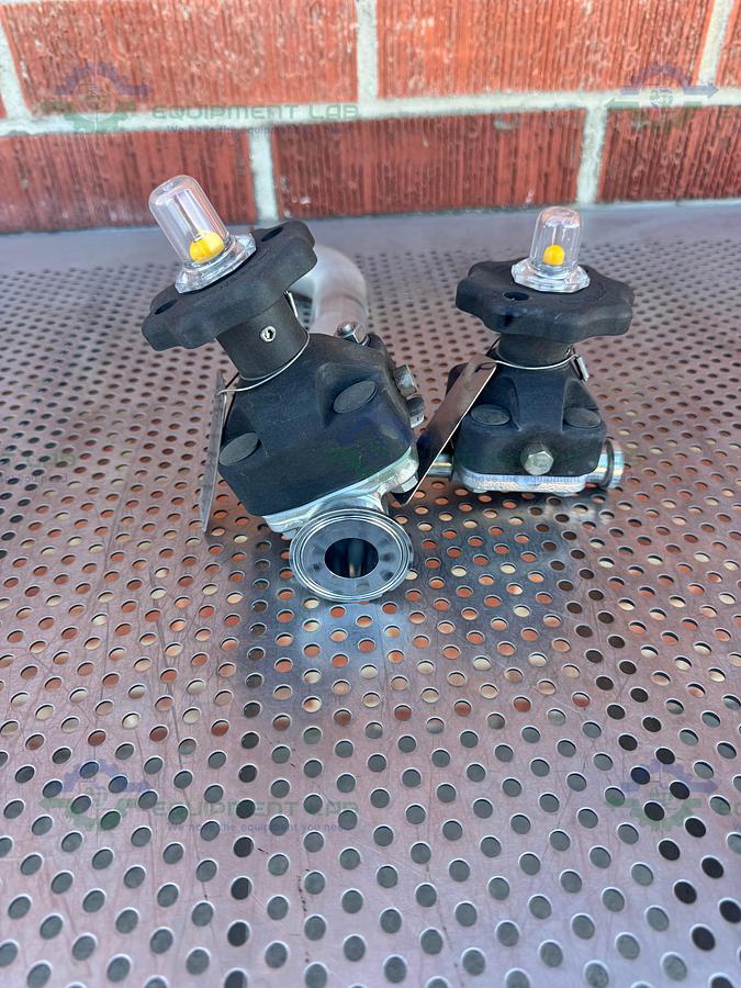 Used 2- ITT Pure Flo RA25MAX Diaphragm Valve w/ 1" to 3/4" Sanitary Fitting