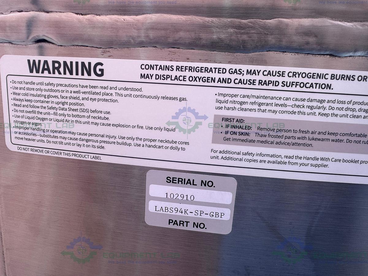 Used Worthington Industries LABS-94K Liquid Nitrogen Cryogenic Storage Tank