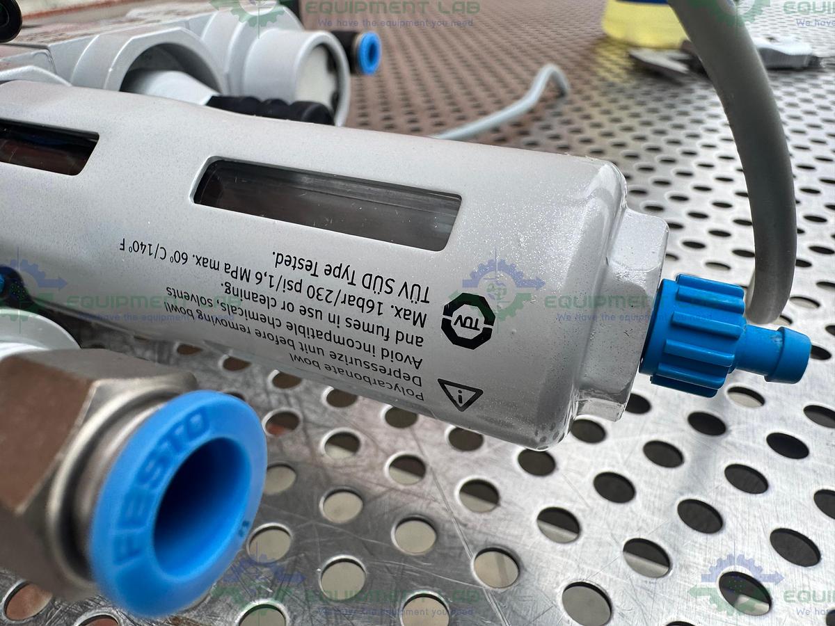 Used Festo LFR-D-Mini Regulator w/ Festo HEE-D-Mini-24 36PSI/0.25MPa
