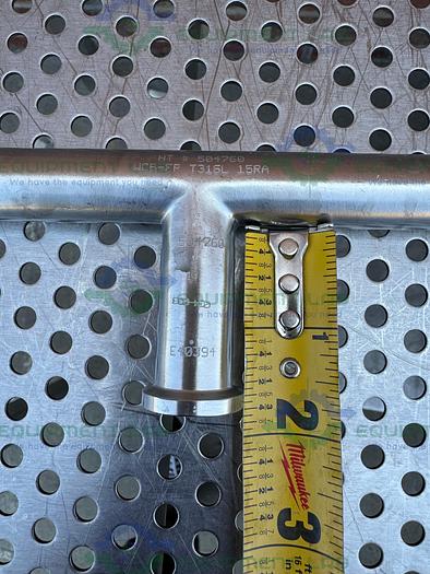 Used Lot of 4 - Unbranded 316 Stainless Steel Tee w/ 3/4" Sanitary Fitting