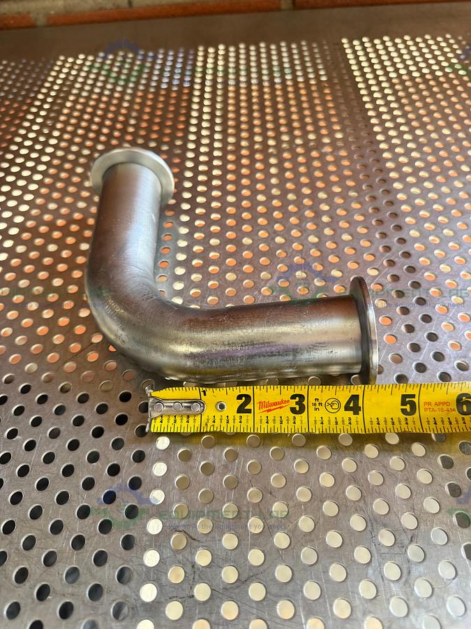 Used Stainless Steel 90 Degree Elbow Nipple Vacuum Fitting w/ KF 40 Fitting