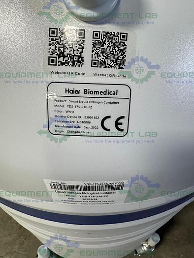 Used Haier Biomedical  YDS-175-216-FZ Smart Liquid Nitrogen Container/ Tank, 175L