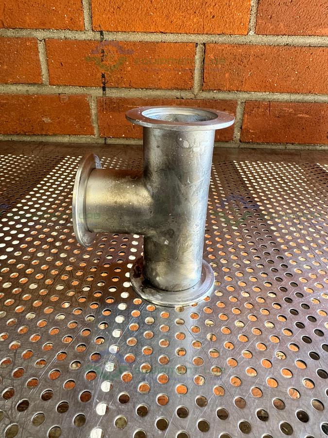 Used 3 Way Stainless Steel KF 50 Elbow Nipple Vacuum Fitting