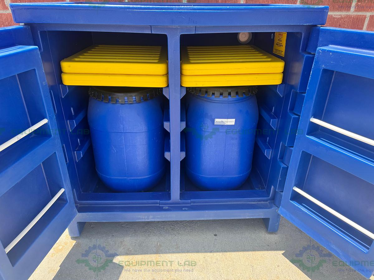 Used Eagle CRA-P22 Poly Acid & Corrosive Safety Cabinet 22 Gallon with Shelves, Buckets